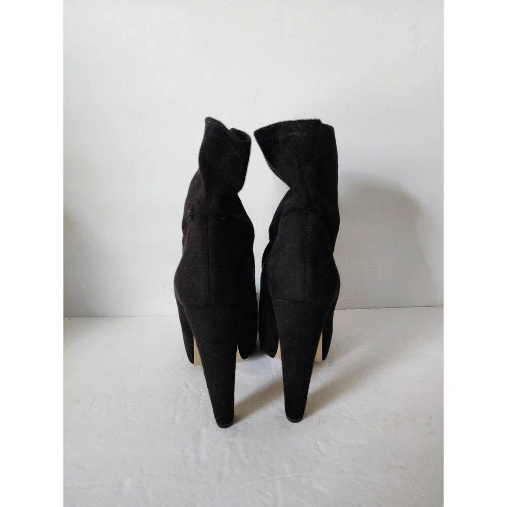Asos womens Black Booties Platform boots Curve Heel size 5 Faux Nubuck